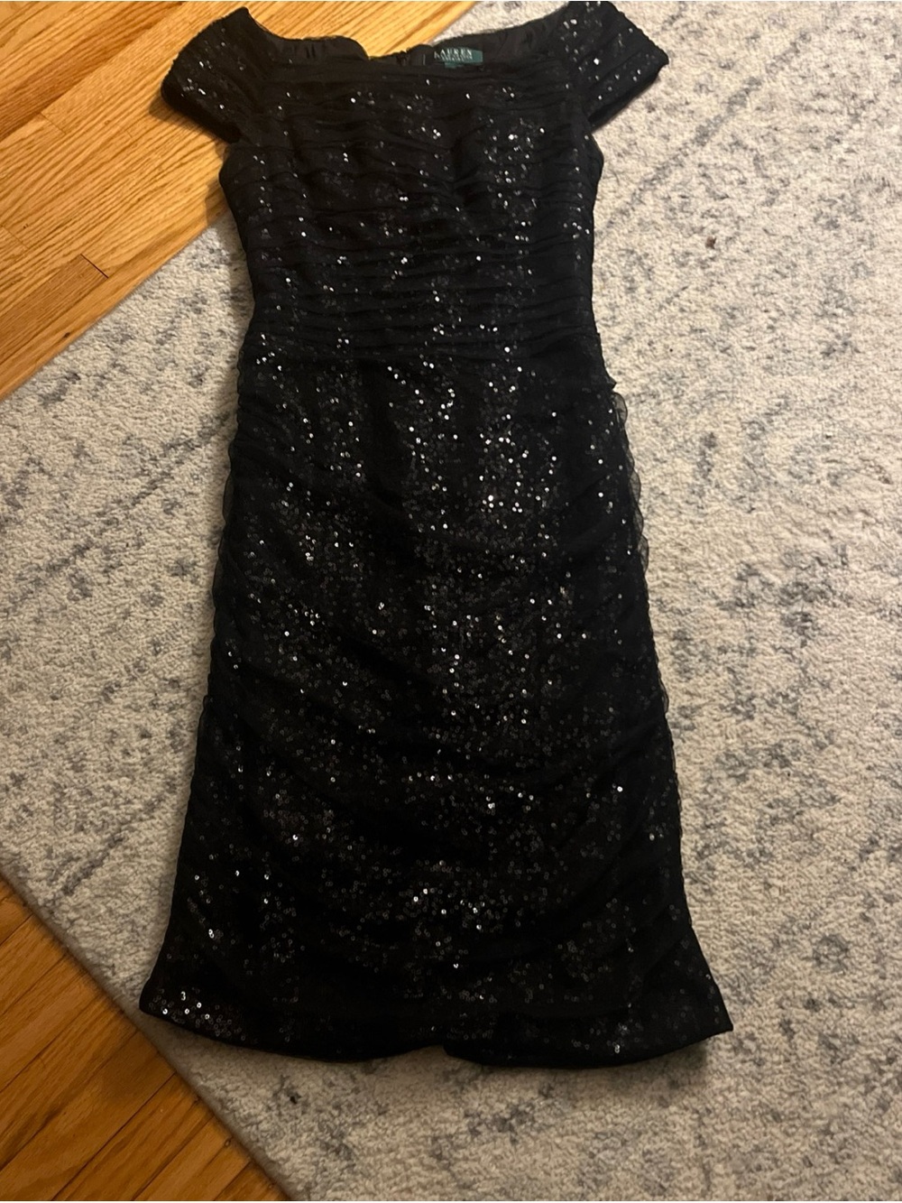 Lauren Ralph Lauren sequined ruched cocktail dress, size 2
